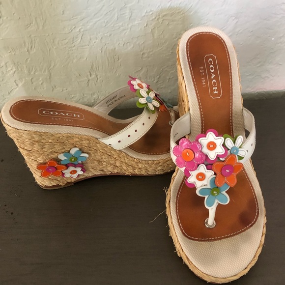 Coach white wedge sandals with flowers. Size 7. - Picture 5 of 5